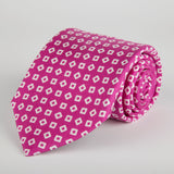 Pink Geometric Tumbling Blocks Printed Silk Tie - British Made
