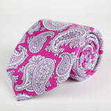 Pink Paisley Printed Silk Tie