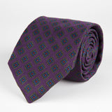 Purple Diamond Flower Woven Silk Tie - British Made
