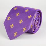 Purple Fleur-De-Lys Woven Silk Tie - British Made