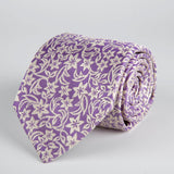 Purple Floral Woven Silk Tie Hand Finished - British Made