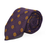 Purple Flower Woven Silk Tie Hand Finished - British Made