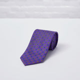 Purple Geometric Flower Printed Silk Tie - British Made