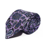 Purple Paisley Printed Silk Tie Hand Finished - British Made