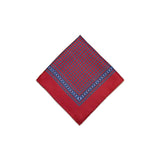 Red Blue Flower Motif Silk Pocket Square - British Made