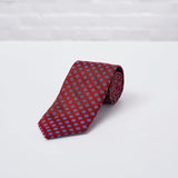 Red Daisy Woven Silk Tie Hand Finished