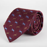 Red Dog Motif Woven Silk Tie - British Made