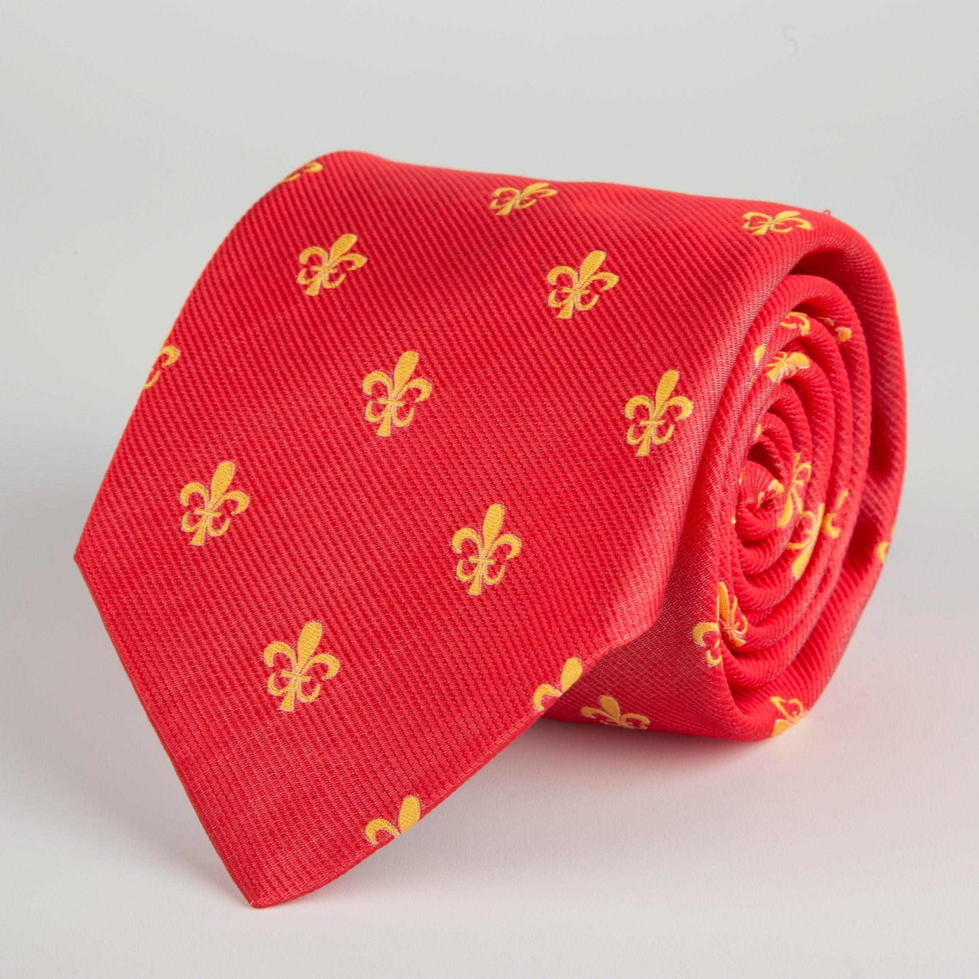 Red Fleur-De-Lys Woven Silk Tie - British Made