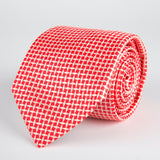 Red Geometric Diamond Woven Silk Tie