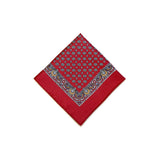 Red Orange Tear Drop Silk Pocket Square With A Paisley Border - British Made