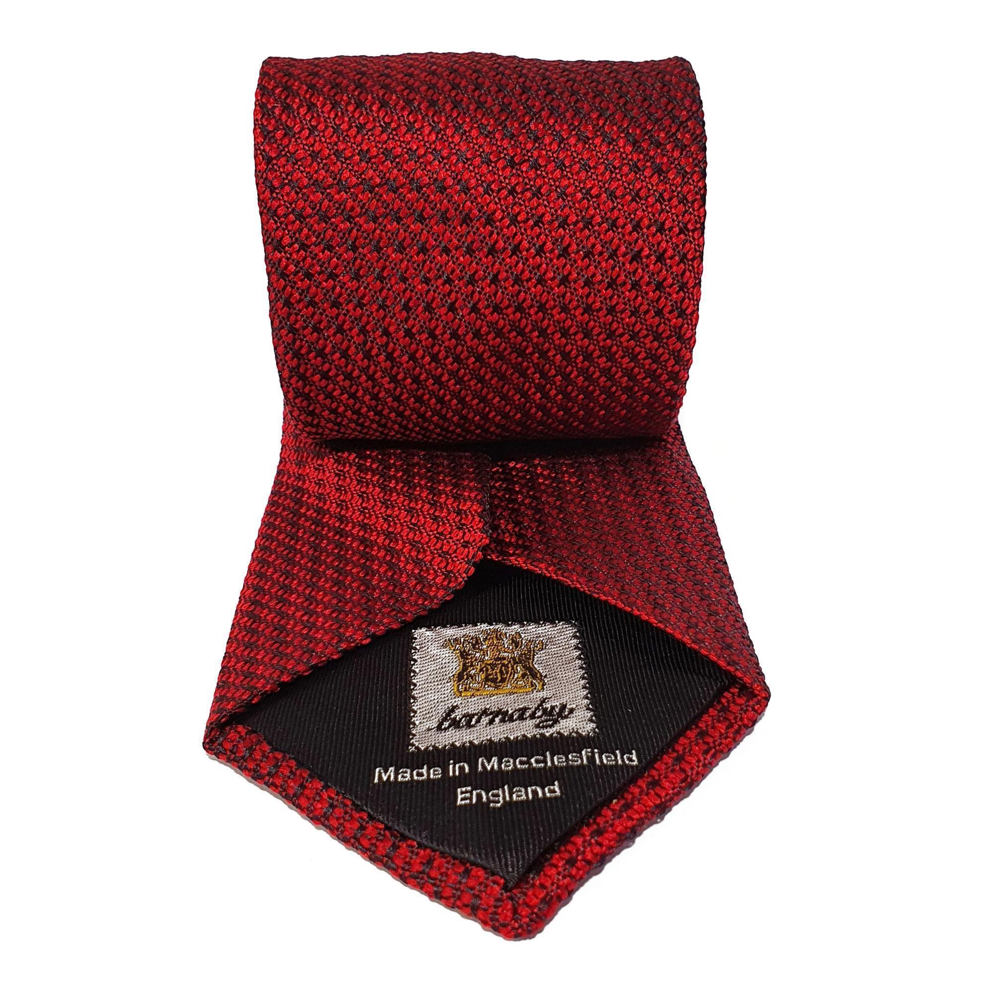 Red Plain Weave Formal Silk Tie Hand Finished - British Made