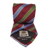 Red Stripe Silk Tie Woven Hand Finished - British Made