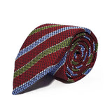 Red Stripe Silk Tie Woven Hand Finished