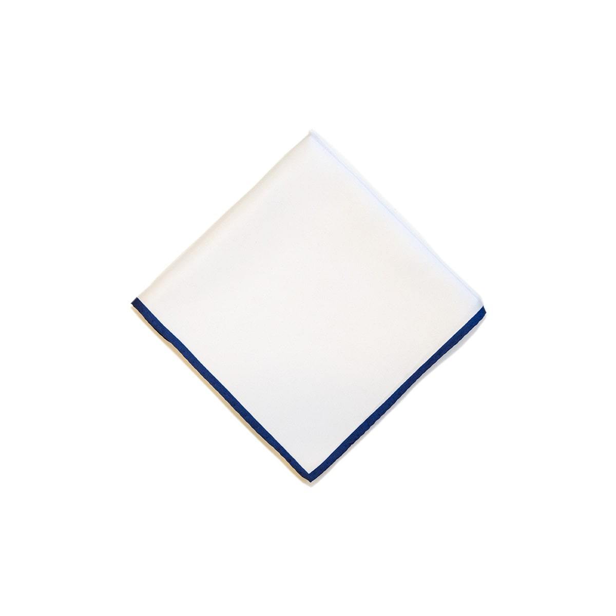 White Blue Shoe String 2 Colour Silk Pocket Square - British Made