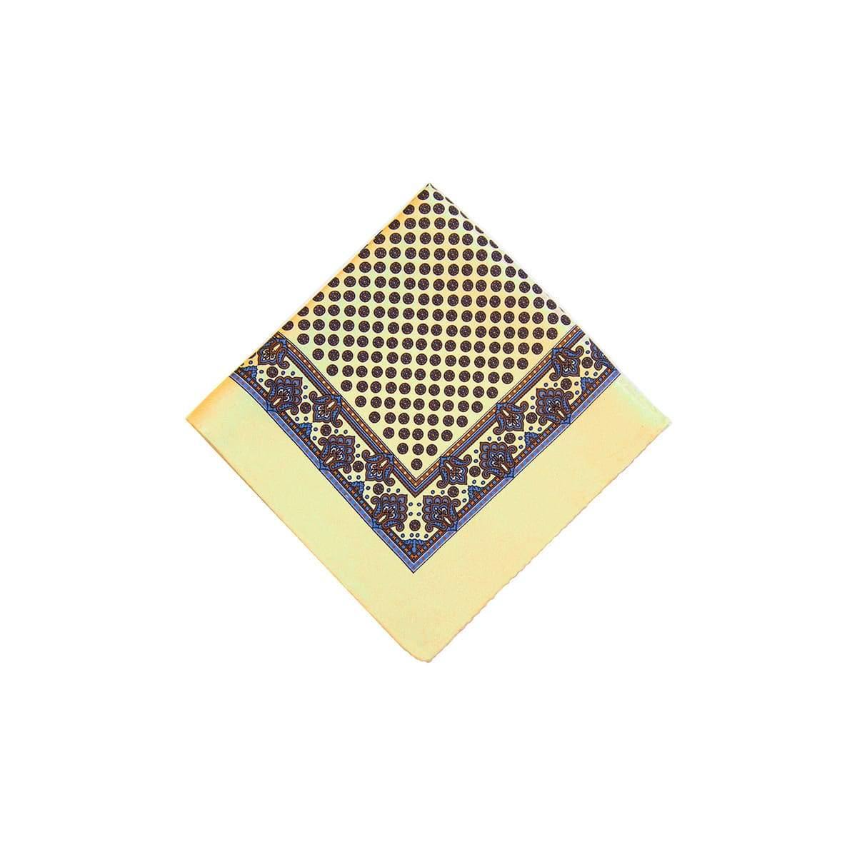 Yellow Blue Circle Geometric Silk Pocket Square - British Made